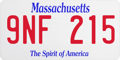 MA license plate 9NF215