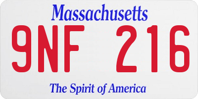MA license plate 9NF216