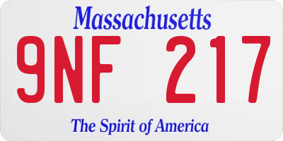 MA license plate 9NF217