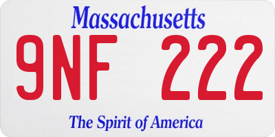 MA license plate 9NF222