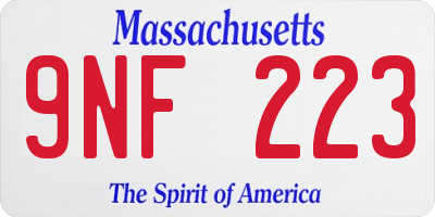 MA license plate 9NF223