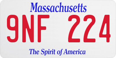 MA license plate 9NF224