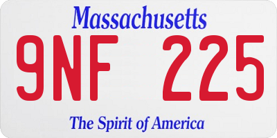 MA license plate 9NF225