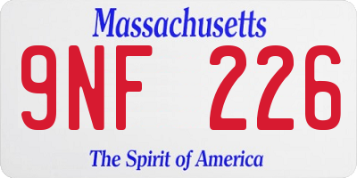 MA license plate 9NF226