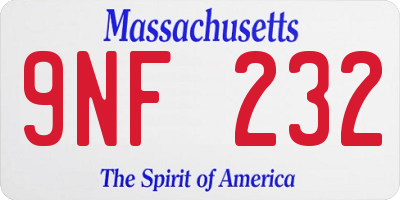 MA license plate 9NF232