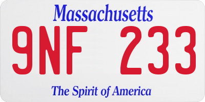 MA license plate 9NF233