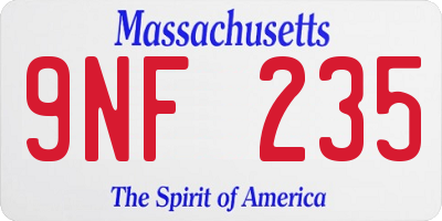 MA license plate 9NF235