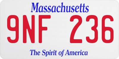 MA license plate 9NF236