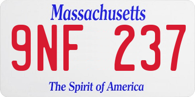 MA license plate 9NF237