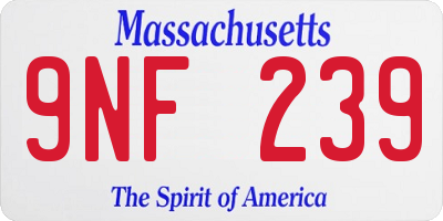 MA license plate 9NF239