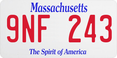 MA license plate 9NF243