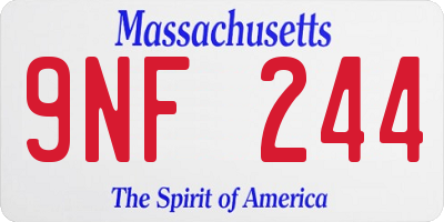 MA license plate 9NF244