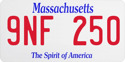 MA license plate 9NF250