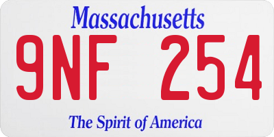 MA license plate 9NF254