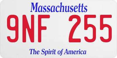 MA license plate 9NF255