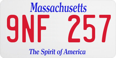 MA license plate 9NF257