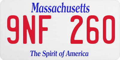 MA license plate 9NF260