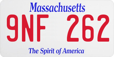 MA license plate 9NF262