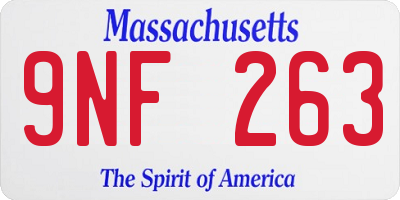 MA license plate 9NF263