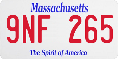 MA license plate 9NF265
