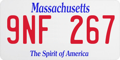 MA license plate 9NF267