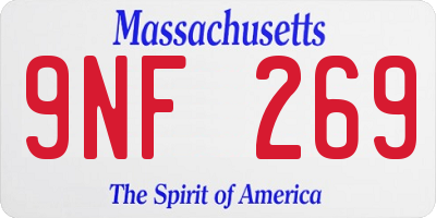 MA license plate 9NF269