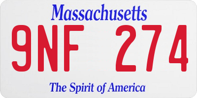 MA license plate 9NF274