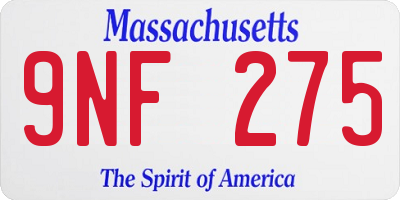 MA license plate 9NF275