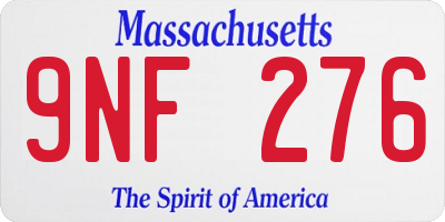 MA license plate 9NF276