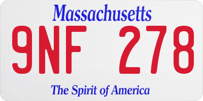 MA license plate 9NF278