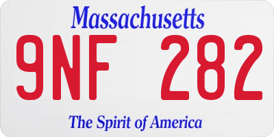 MA license plate 9NF282