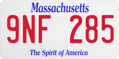 MA license plate 9NF285