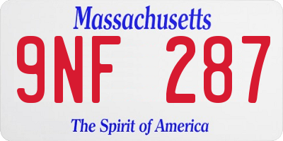 MA license plate 9NF287
