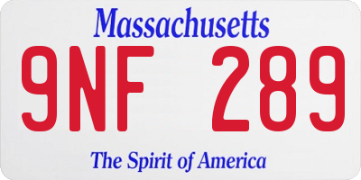 MA license plate 9NF289