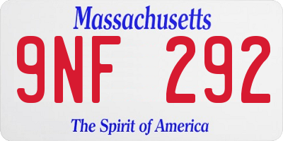 MA license plate 9NF292