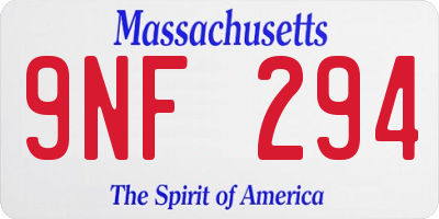 MA license plate 9NF294