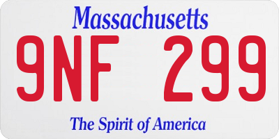 MA license plate 9NF299