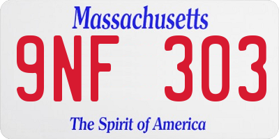 MA license plate 9NF303