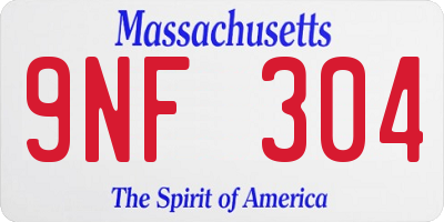 MA license plate 9NF304
