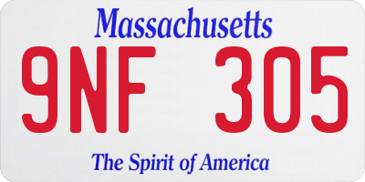 MA license plate 9NF305