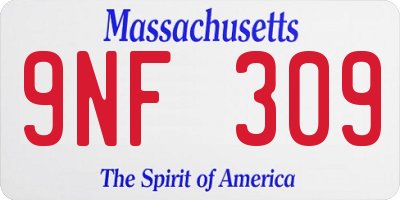 MA license plate 9NF309
