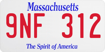 MA license plate 9NF312
