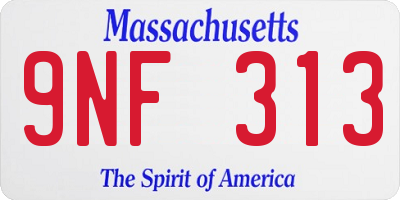 MA license plate 9NF313