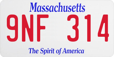 MA license plate 9NF314