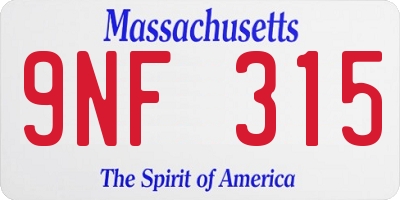 MA license plate 9NF315