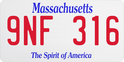 MA license plate 9NF316