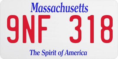 MA license plate 9NF318