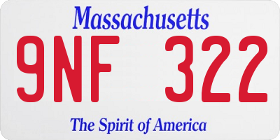 MA license plate 9NF322