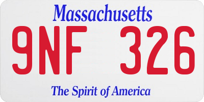 MA license plate 9NF326