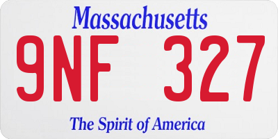 MA license plate 9NF327